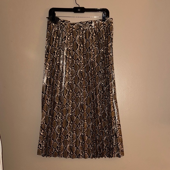Zara Brown Snake Print Midi Skirt - Picture 1 of 1